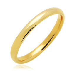 DoubleAccent 14K Yellow Gold 2mm Comfort Fit Classic Domed Plain Wedding Band for Men & Women (Size 3.5 to 11.5)