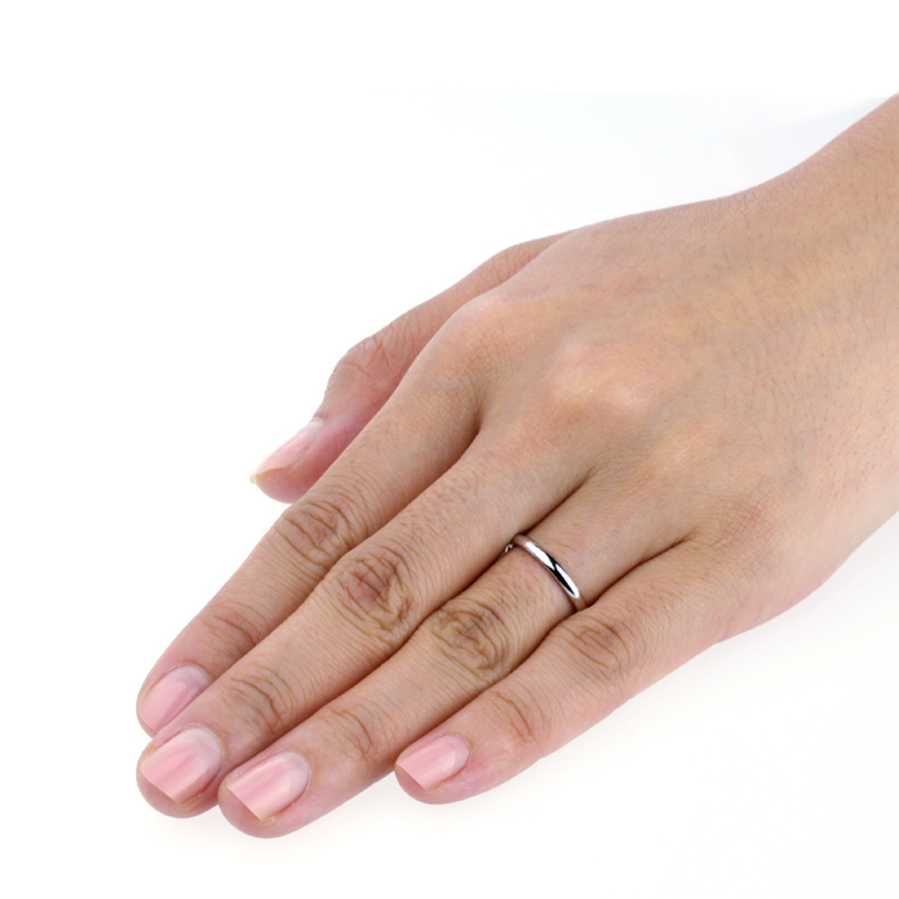 Doubleaccent 14k White Gold 2mm Comfort Fit Clic Domed Plain Doubleaccent 14k White Gold 2mm Comfort Fit Clic Domed Plain Wedding Band For Men Women Size 3 To 11