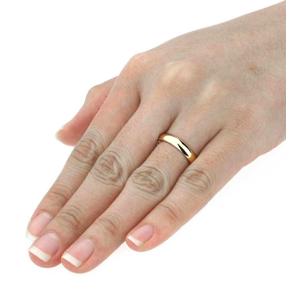 Doubleaccent 14k Yellow Gold 4mm Comfort Fit Clic Domed Plain Doubleaccent 14k Yellow Gold 4mm Comfort Fit Clic Domed Plain Wedding Band For Men