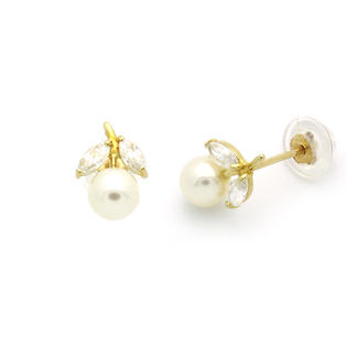 doubleaccent earring gold cubic zirconia 14k stud apple 5mm pearl safety round yellow specifications