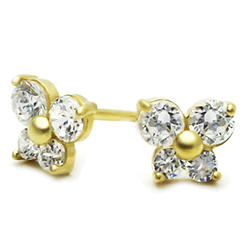 Infant diamond earrings with safety backs Clearance