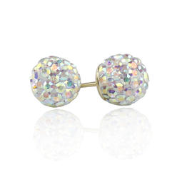 Swarovski Crystal Ball Stud Earrings Double Accent 14k Gold Stud Earring Multi Color Swarovski Crystal Ball Back For