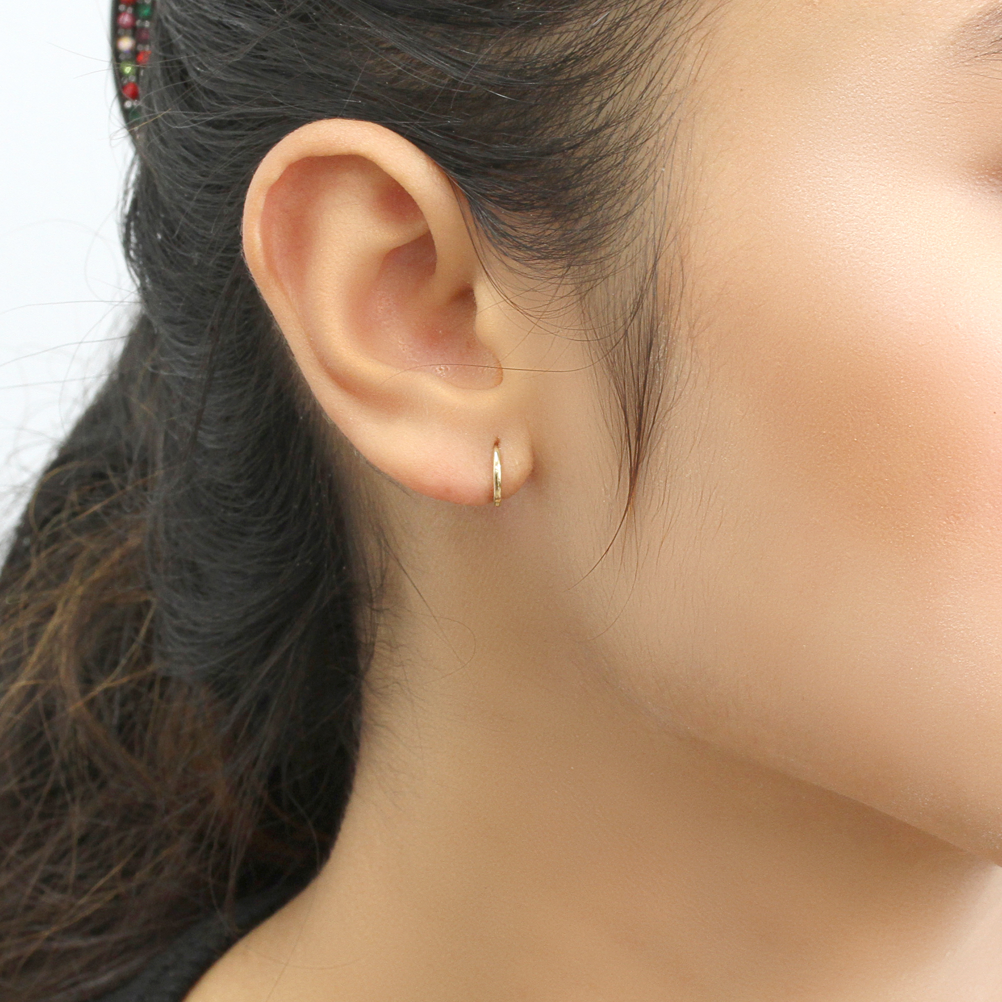 Doubleaccent 14k Gold Huggie Earrings 1 5mm Domed Small Yellow Doubleaccent 14k Gold Huggie Earrings 1 5mm Domed Small Yellow Hoop