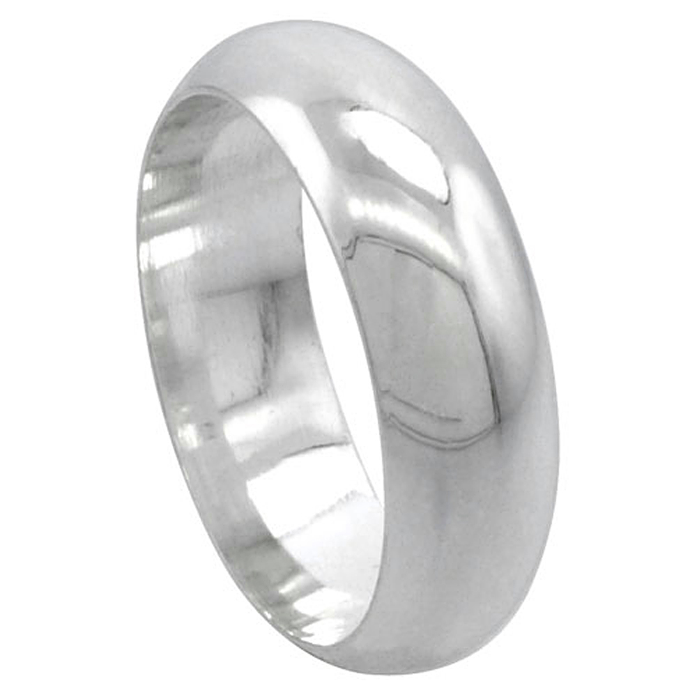 DoubleAccent 7MM Sterling Siler Wedding Band For Men & WomenClassic Domed Band Ring (4 to 13.5)
