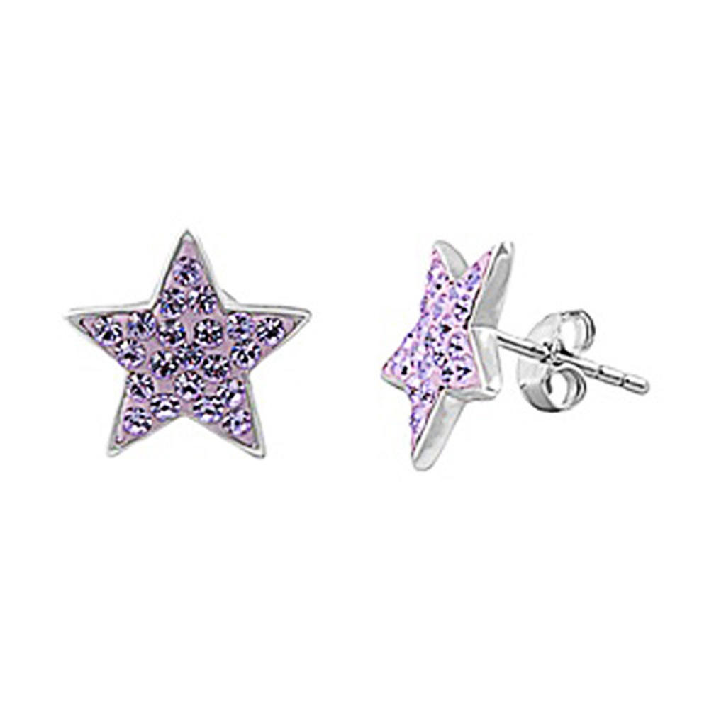 DoubleAccent Sterling Silver Lavender Star Stud Earring