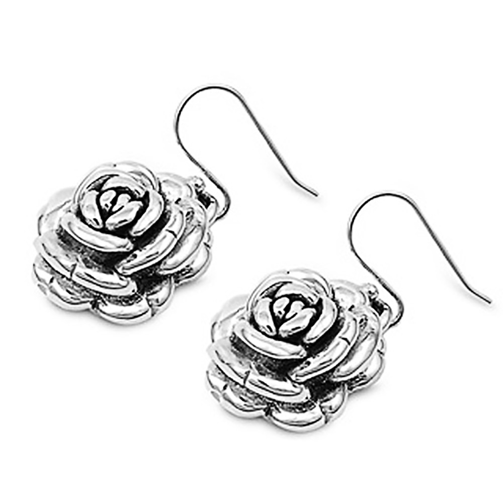 DoubleAccent Sterling Silver Rose Dangle Earring