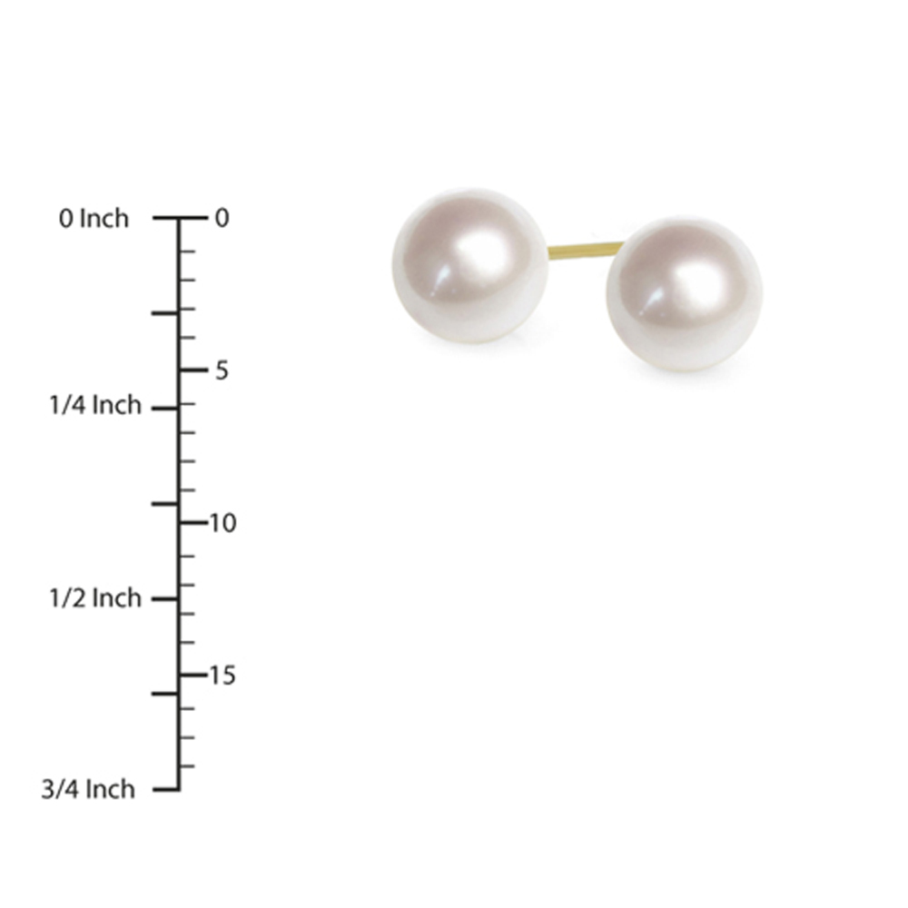 DoubleAccent 14K Yellow Gold Screwback Stud Earring 5mm Round Pearl Stud Earring