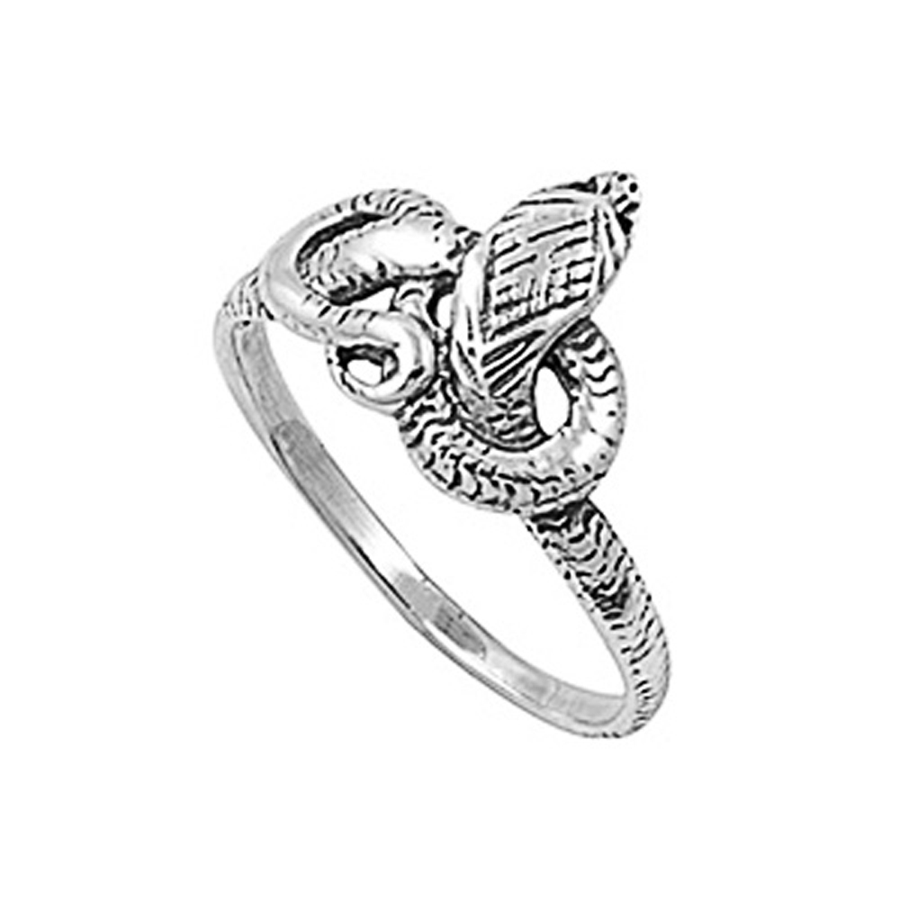 Double Accent Rhodium Plated Sterling Silver Wedding & Engagement Ring  Snake Ring 13MM ( Size 6 to 11)