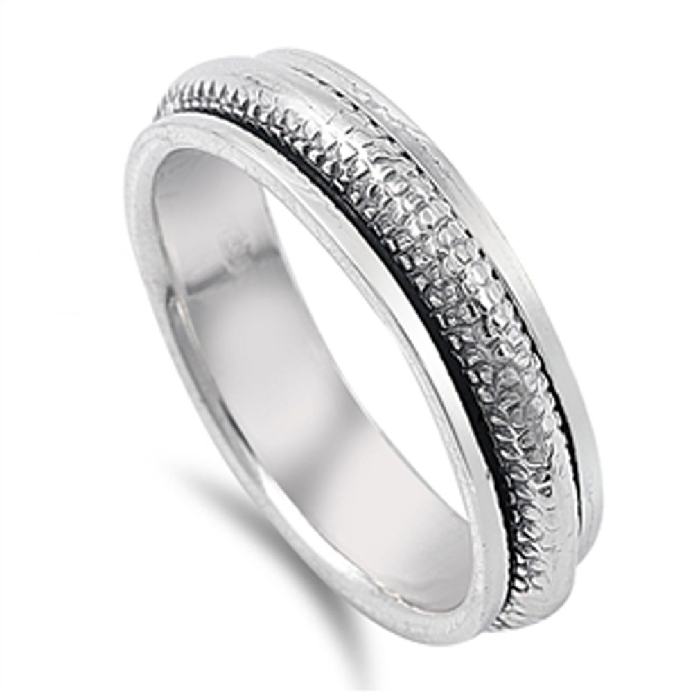 Double Accent Sterling Silver  Spinner Ring 7mm ( Size 8 to 14)