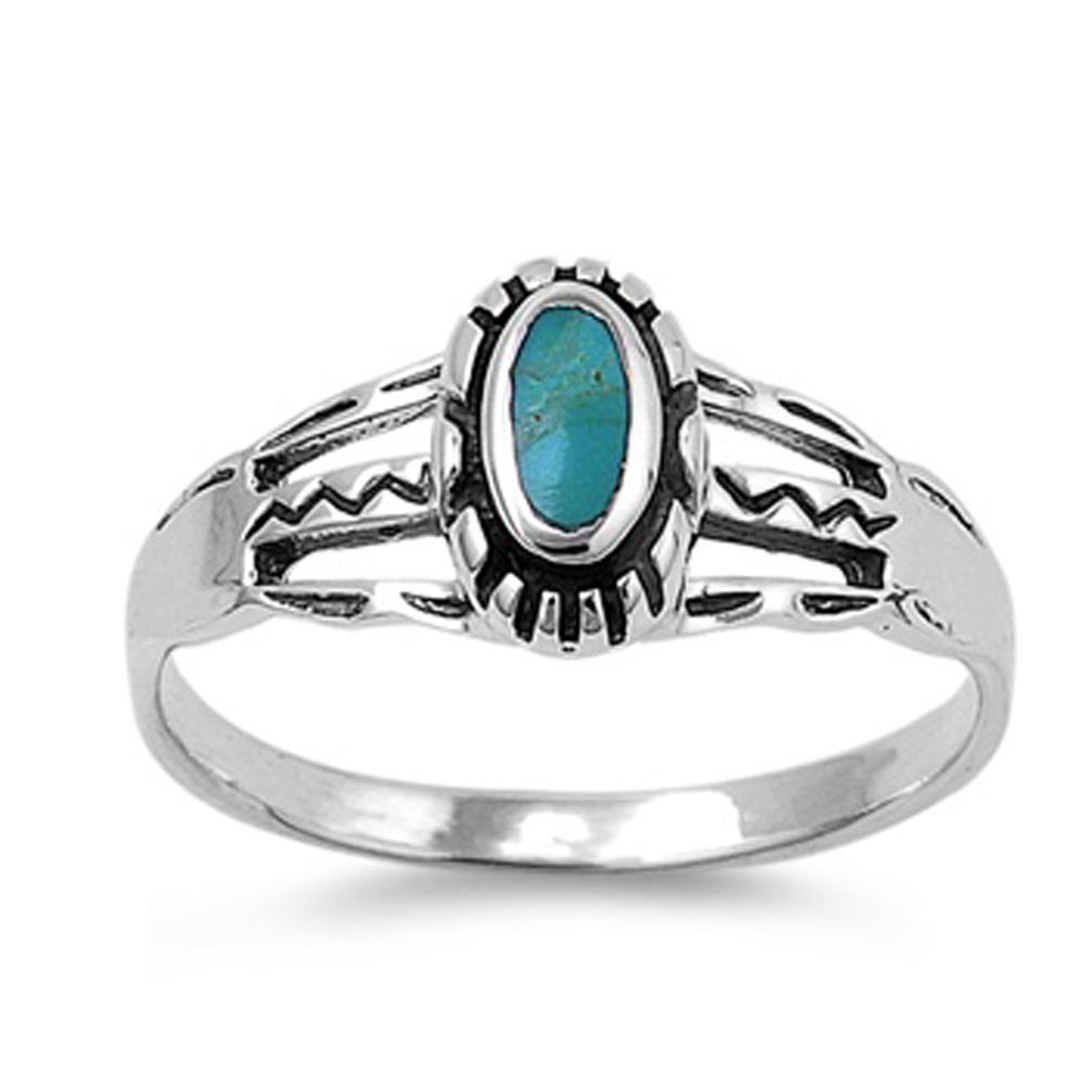 Double Accent Rhodium Plated Sterling Silver Wedding & Engagement Ring Turquoise Ladies Ring 9MM ( Size 5 to 9)