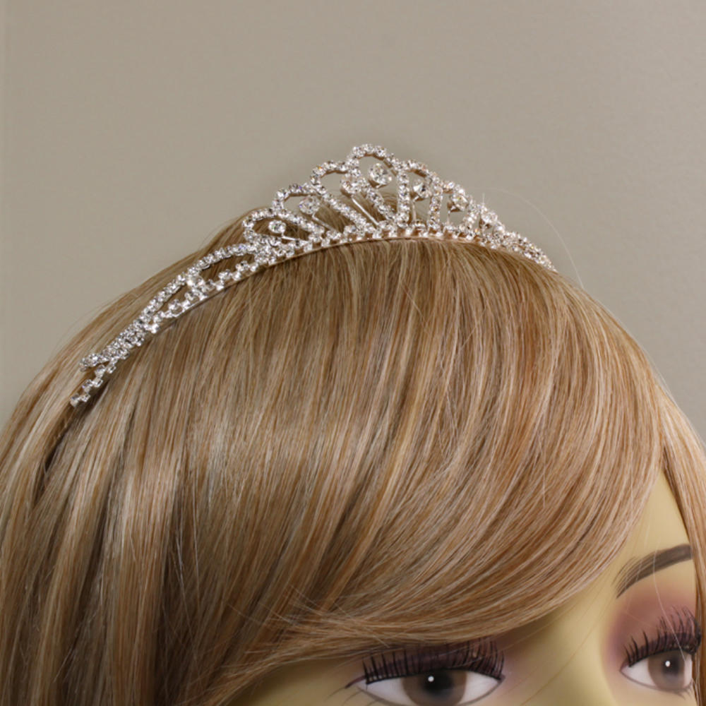 DoubleAccent Hair Jewelry Elegant Rhinestone Princess Tiara Clear Color