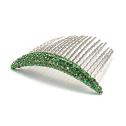 DoubleAccent Hair Jewelry Simple Floating Swarovski Crystal Hair Comb Green Color