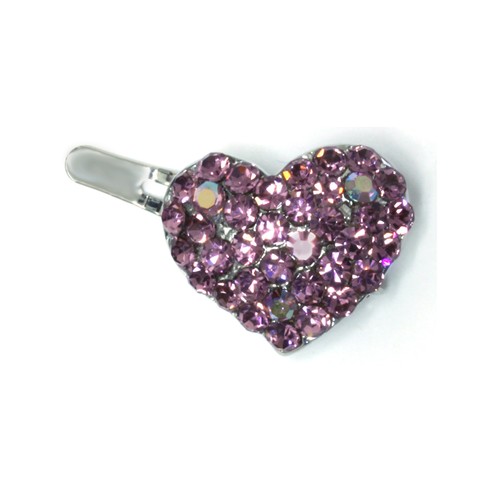 DoubleAccent Hair Jewelry Mini Heart shape Barrette Purple Color