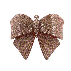 DoubleAccent Hair Jewelry Large Lightweight Crystal Butterfly Barrette Pink Color