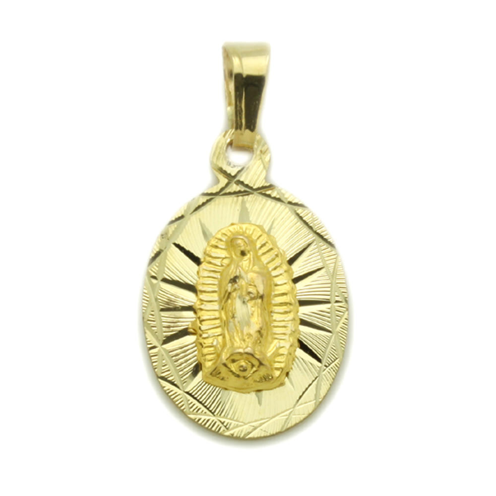 DoubleAccent 14K Gold Our Lady Of Guadalupe  Yellow Gold Charm 1 Inch Long