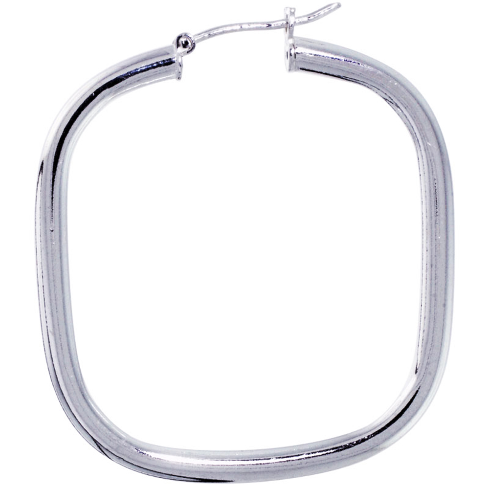 DoubleAccent Sterling Silver 3mm Tube Square-Shaped Italian Hoop Earrings For Women
