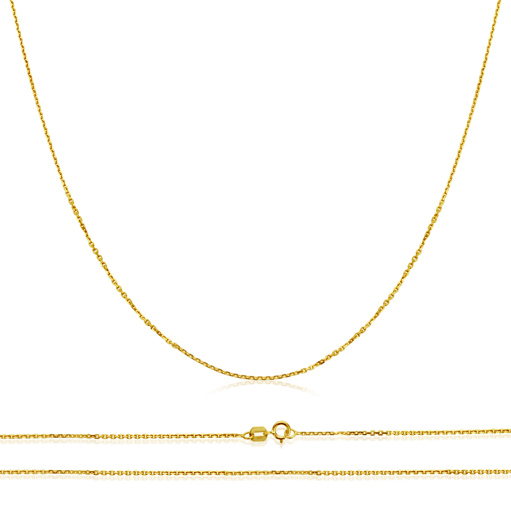 DoubleAccent 14K Gold Chain 0.9mm DC Cable Chain Necklace (16, 18, 20 Inches)