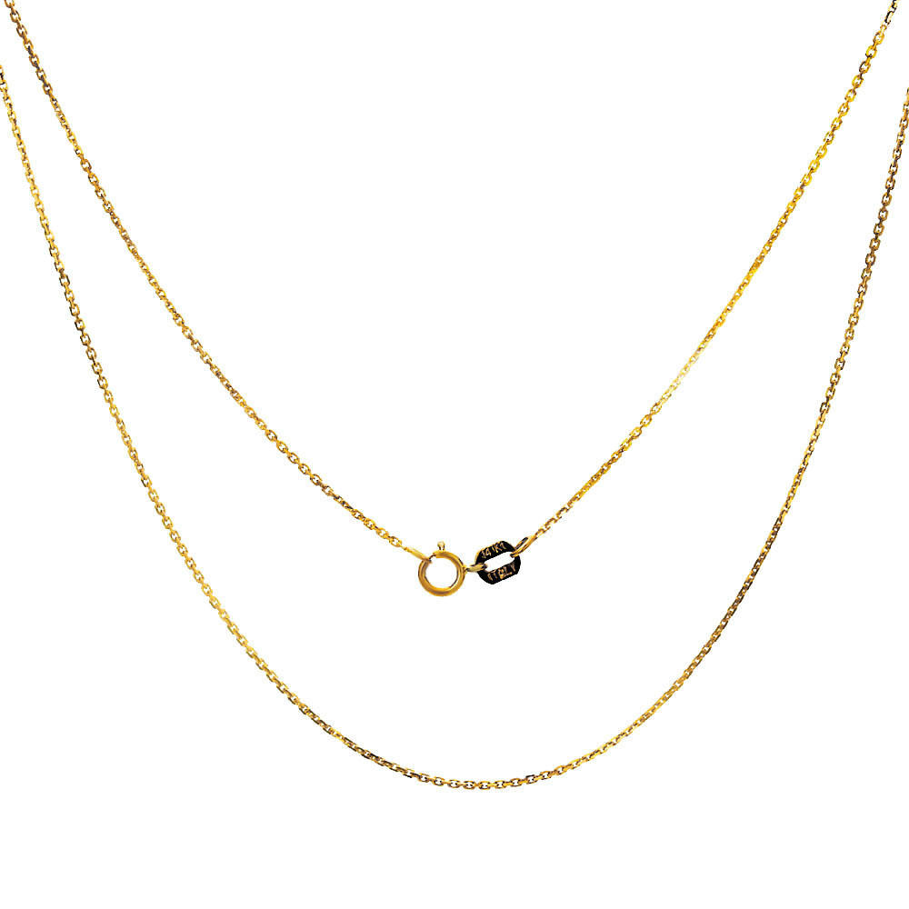DoubleAccent 14K Gold Chain 0.9mm DC Cable Chain Necklace (16, 18, 20 Inches)