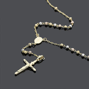 Tri color gold rosary necklace Clearance