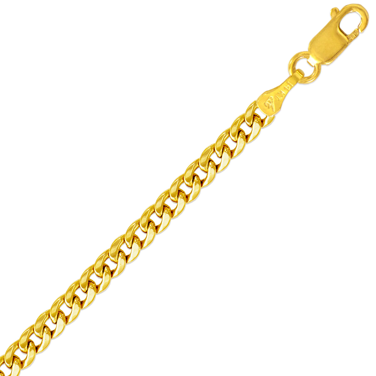 DoubleAccent 14K Gold Necklace Hollow Miami Curb Chain Necklace (16, 18, 20, 22, 24, 26")