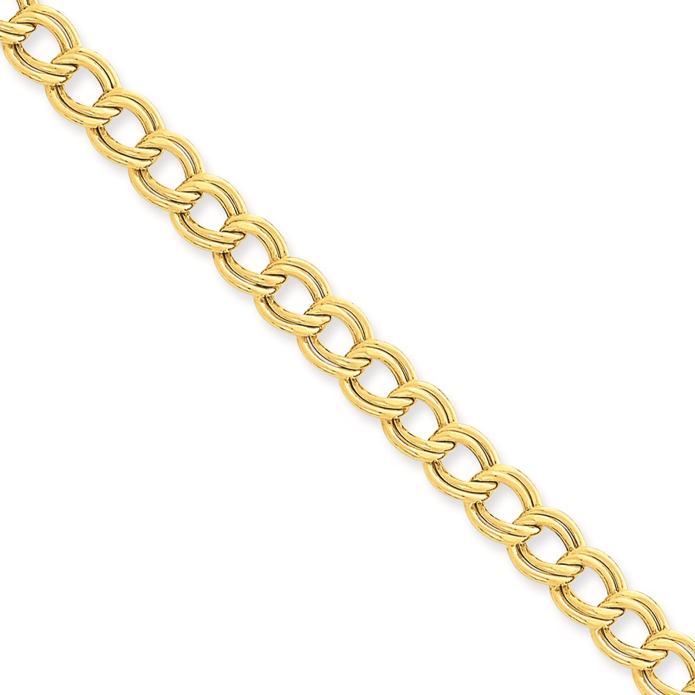 JewelryPot 14k Yellow Gold 7in 6.8mm Lightweight Double Link Chain Bracelet