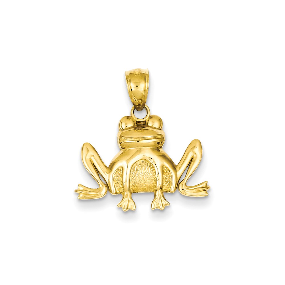JewelryPot 14k Yellow Gold Polished & Textured Frog Pendant