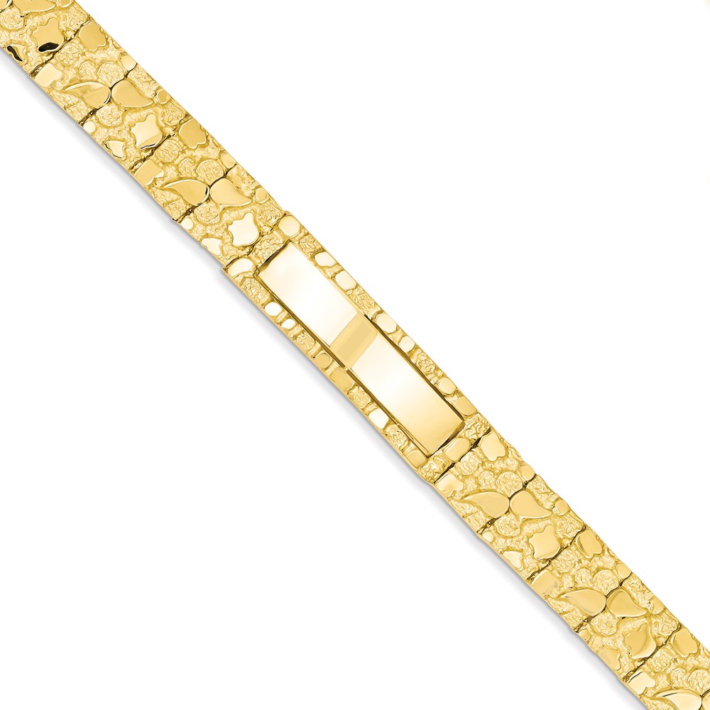 JewelryPot 14k Yellow Gold 12.0mm Nugget ID Bracelet