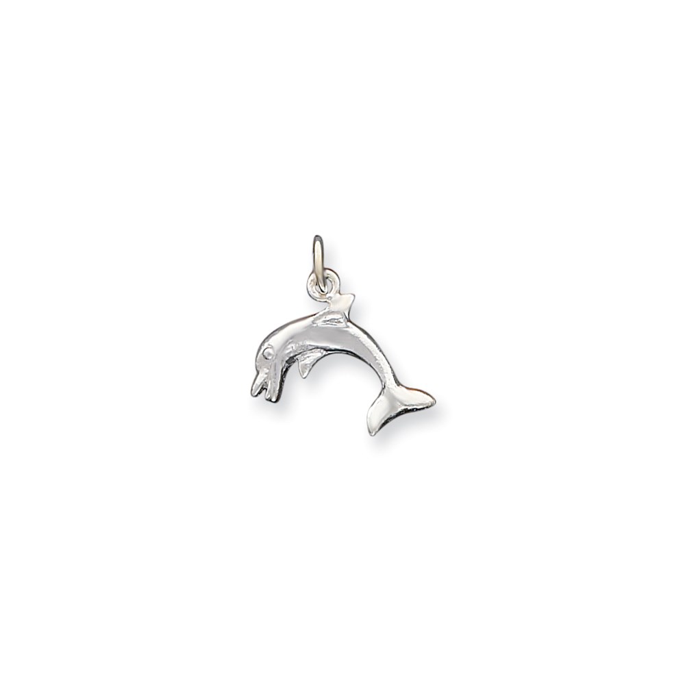 JewelryPot Sterling Silver Dolphin Charm (0.9in)