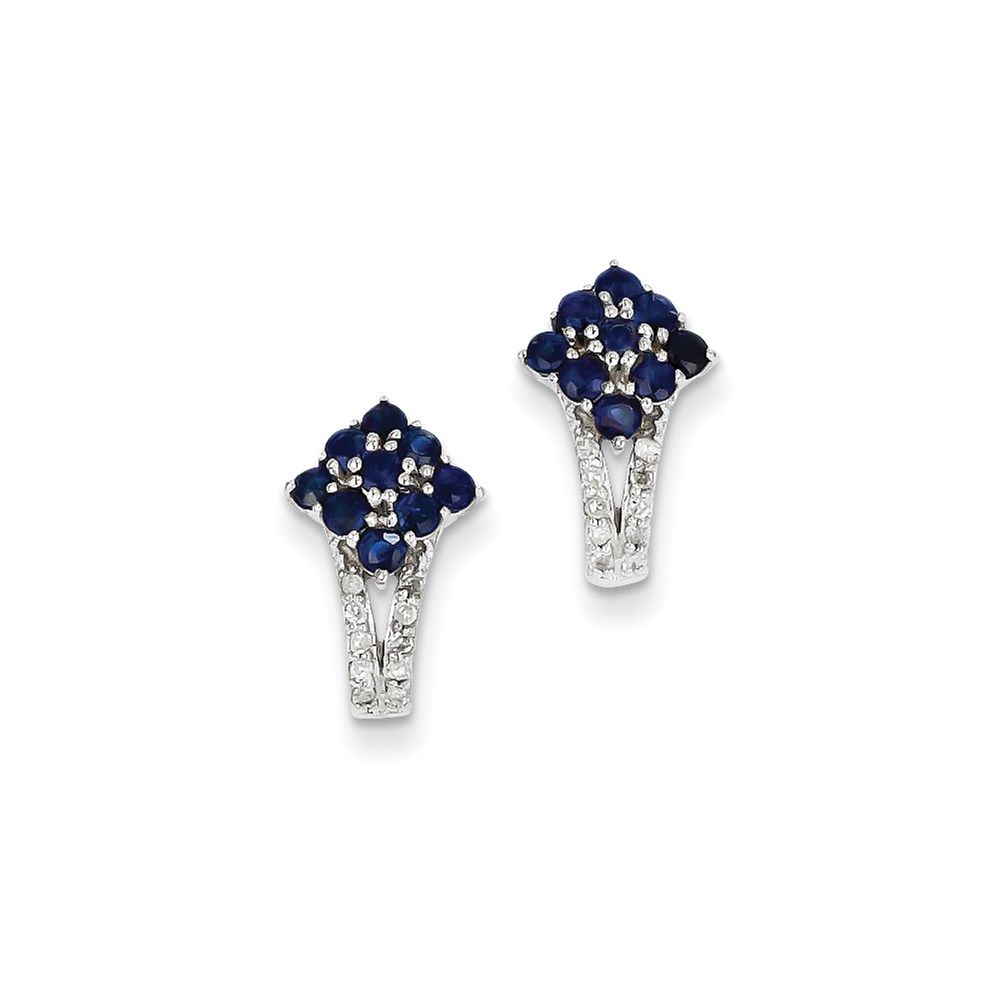 JewelryPot Sterling Silver Diamond & Synthetic Sapphire Square Post Earrings. Carat Wt- 0.93ct (0.5IN x 0.3IN )