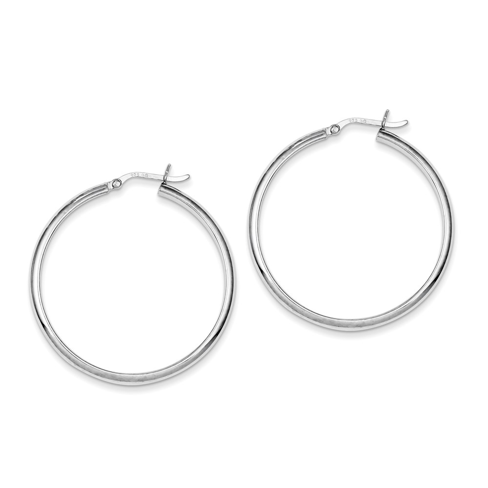 JewelryPot Sterling Silver 1.7IN Long 4.75mm Rhodium Plated Hinged Earrings