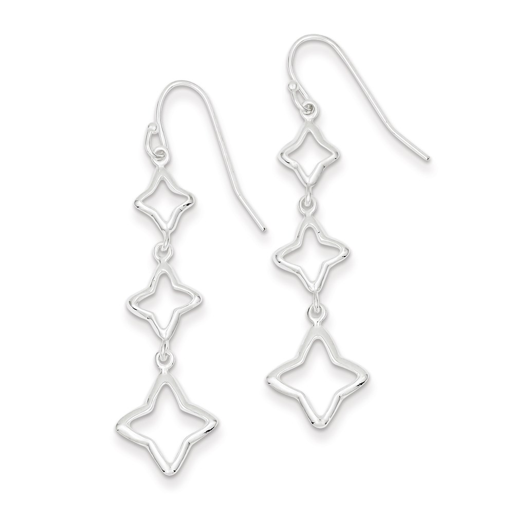 JewelryPot Sterling Silver Polished Star Dangle Earrings (1.5IN x 0.4IN )