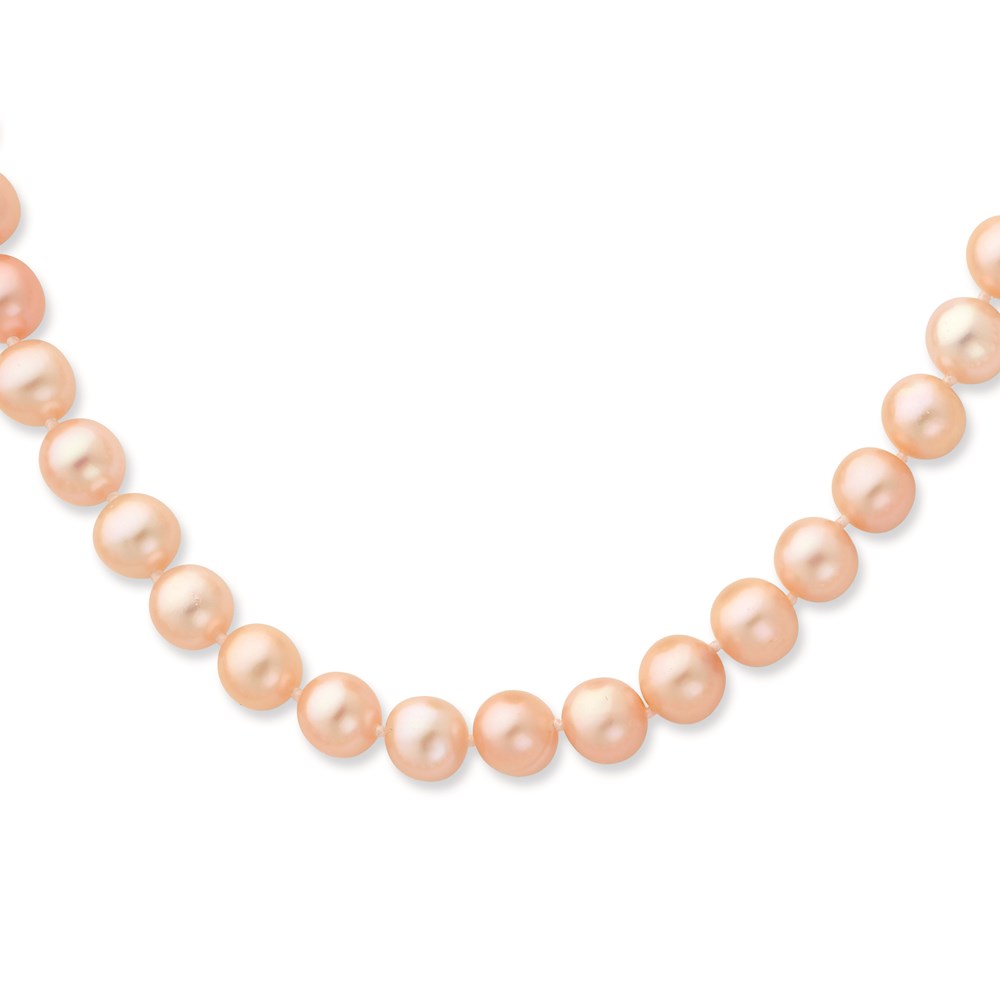 JewelryPot Sterling 20in Silver 7-8mm Pink Freshwater Cultured Pearl Necklace.