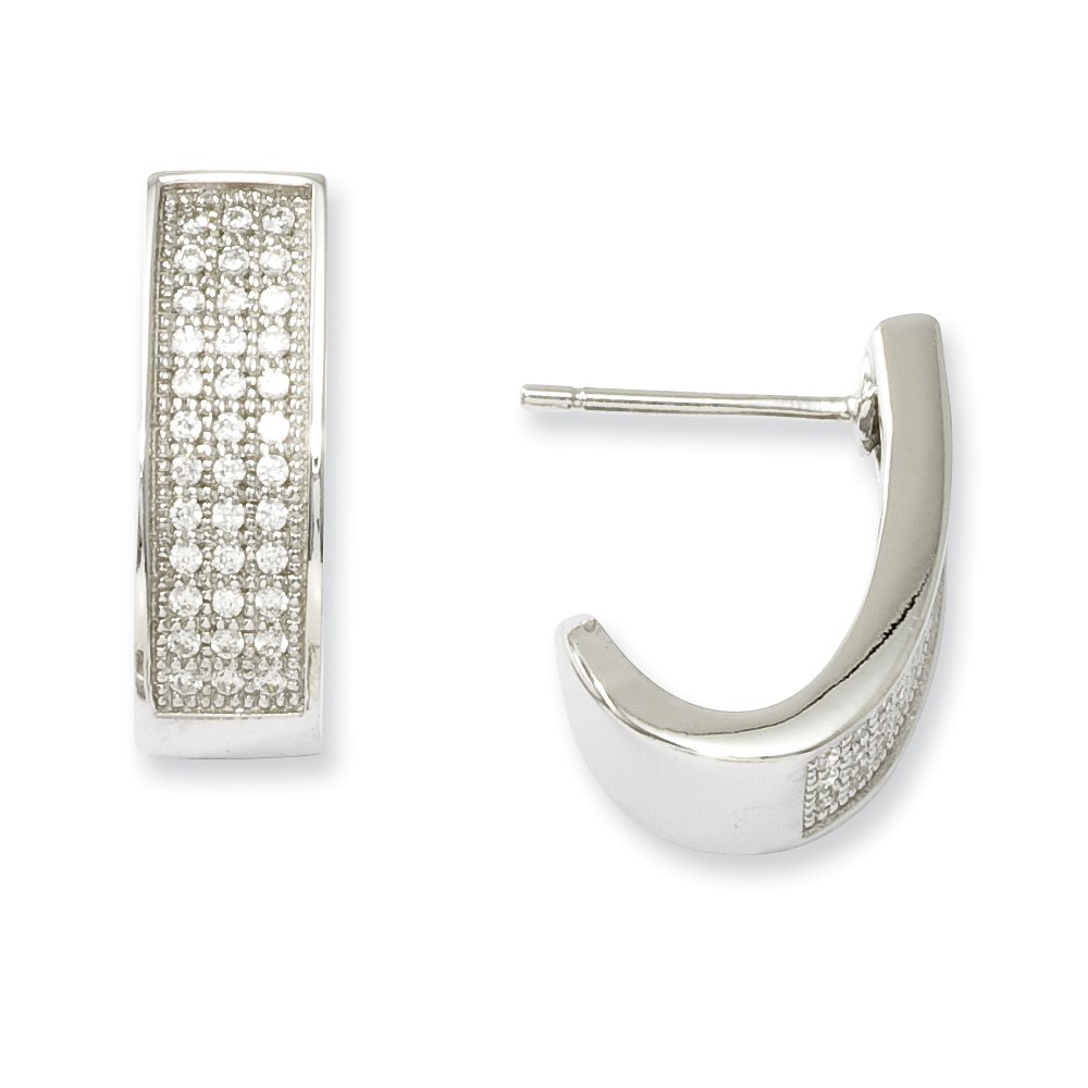 JewelryPot Sterling Silver 0.7IN Long & CZ Brilliant Embers Dangle Post Earrings