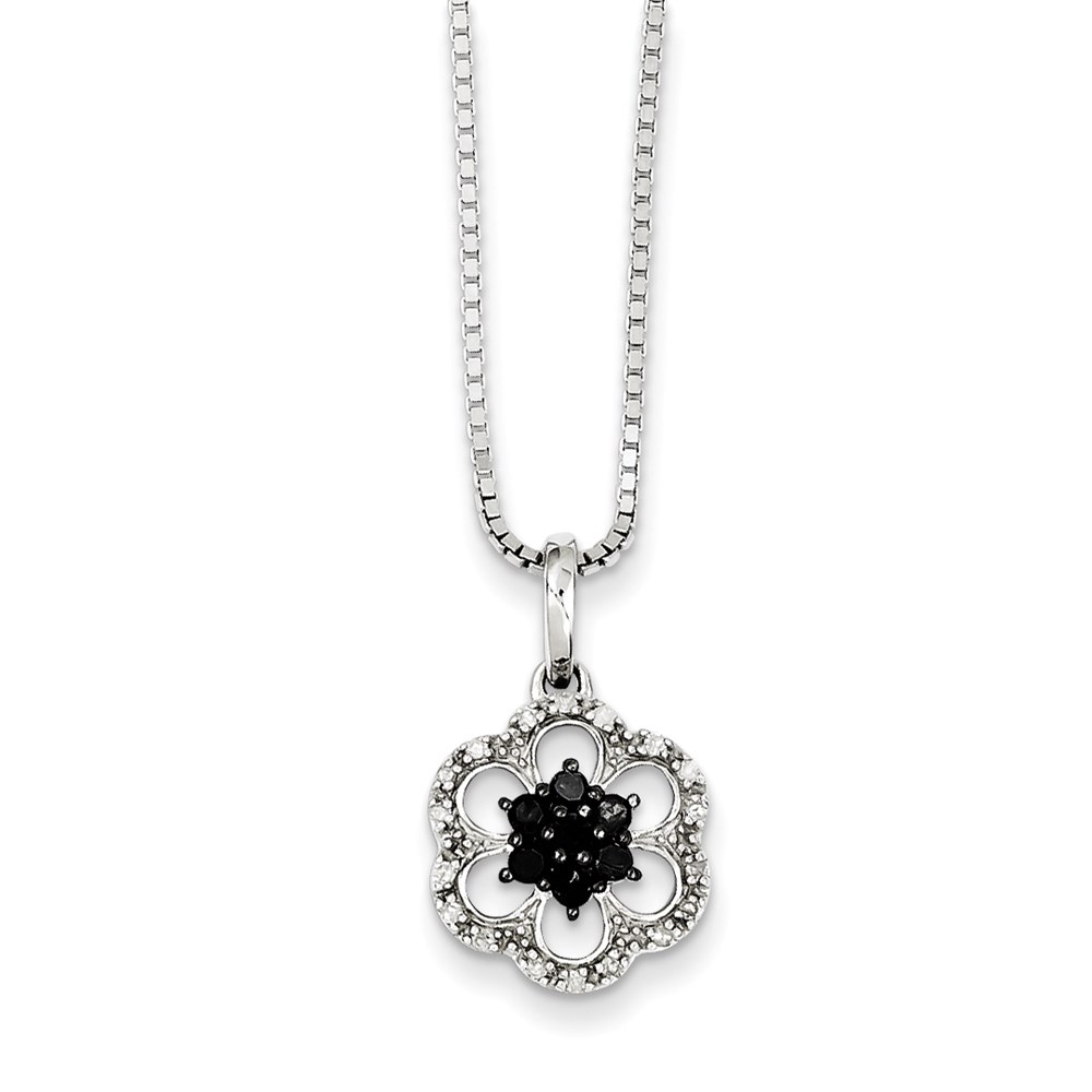 JewelryPot Sterling Silver Black & White Diamond Pendant (0.25ct)
