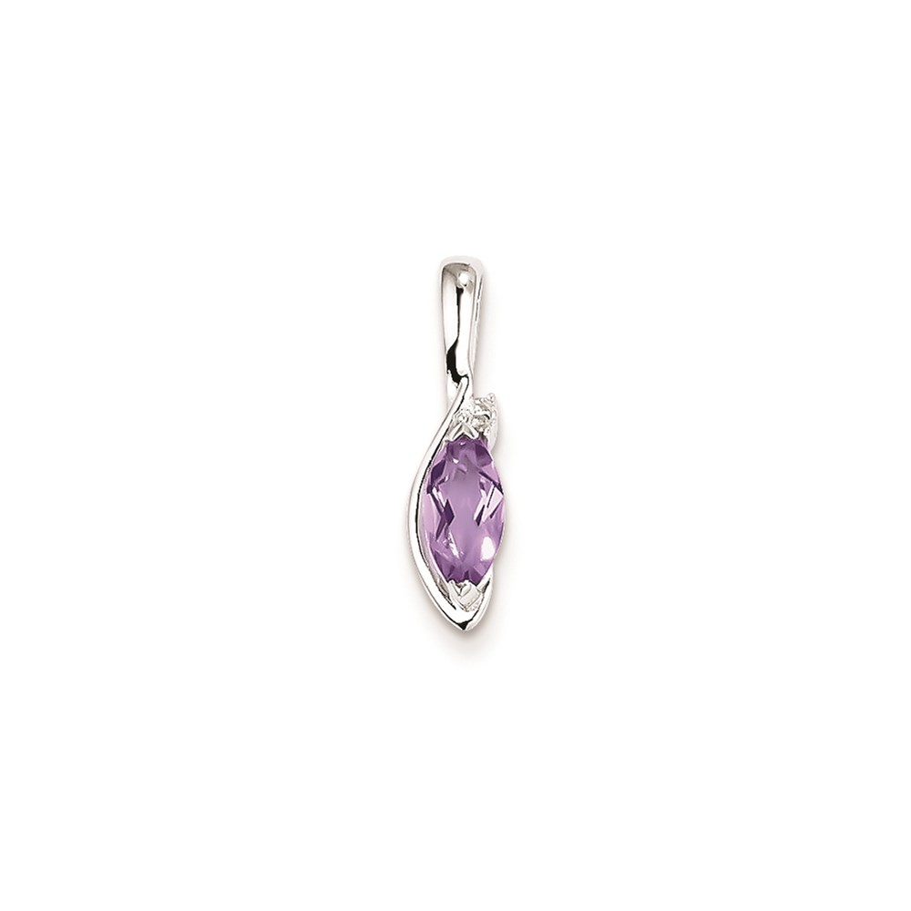JewelryPot Sterling Silver Synthetic Diamond & Pink Amethyst Pendant (Color H-I, Clarity SI1-SI2)