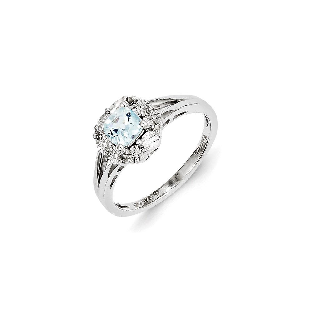 JewelryPot Sterling Silver Light Swiss Silver Blue Topaz Diamond Ring. Carat Wt- 0.685ct