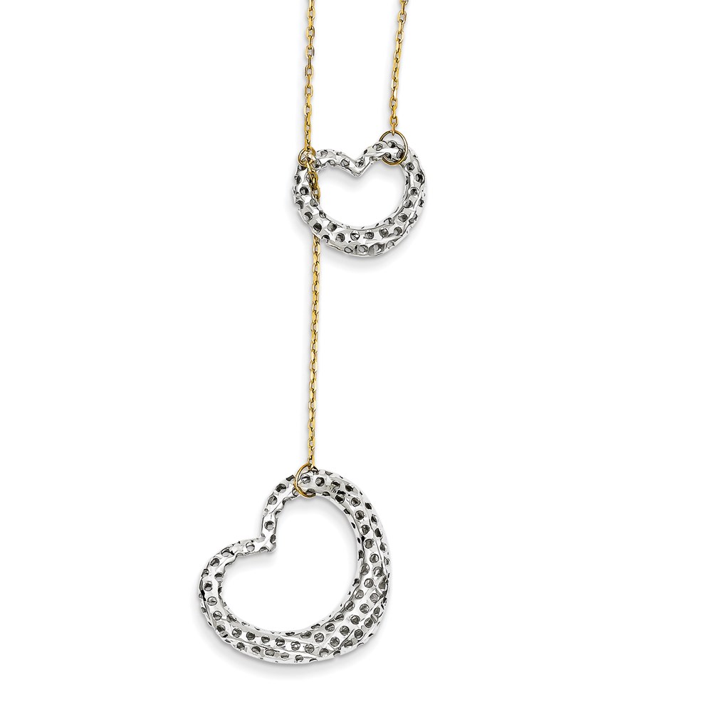JewelryPot 14k Two Tone 17in Gold D/C Heart Necklace