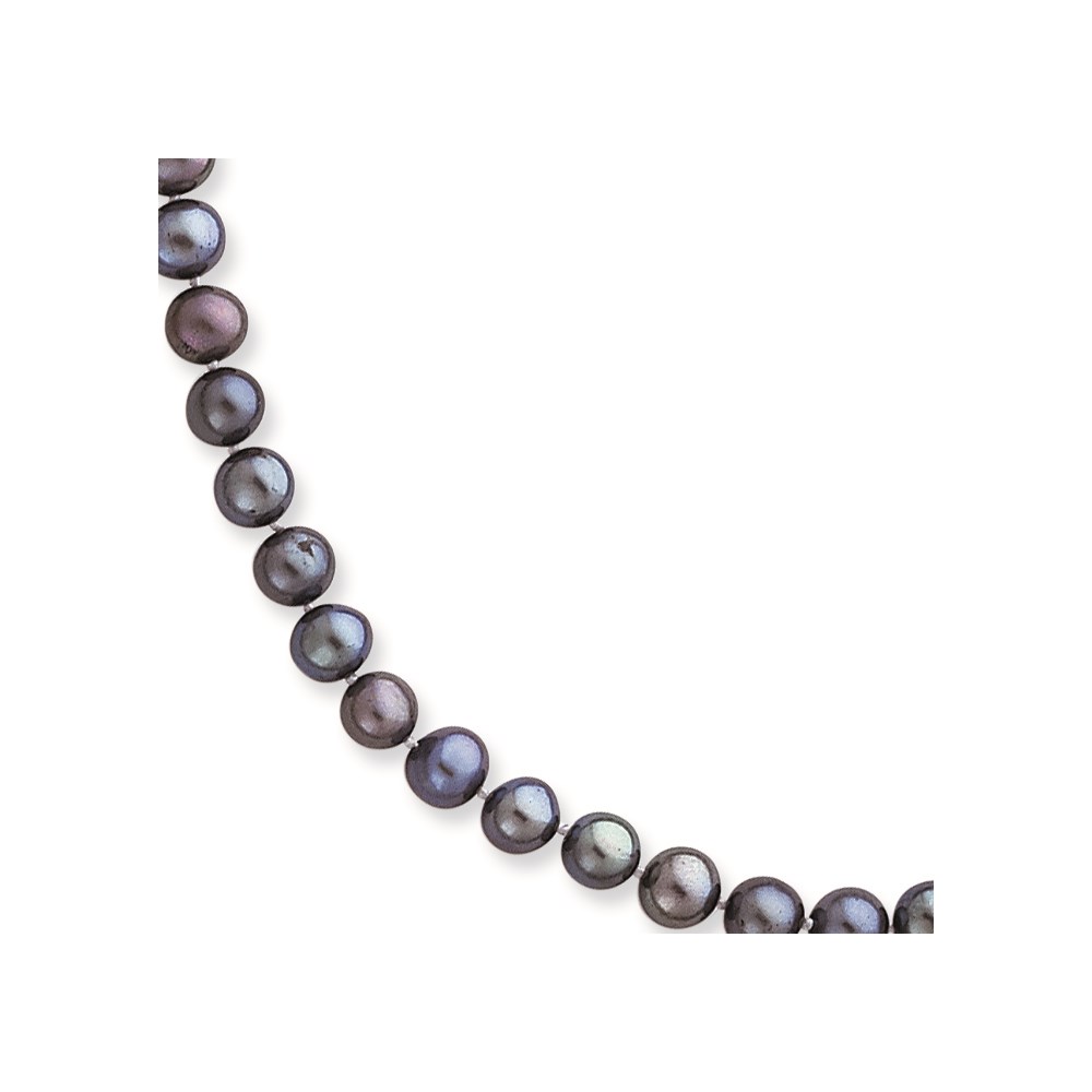 JewelryPot 14k Yellow Gold 18in 5.5-6mm Black Freshwater Onion Freshwater Cultured Pearl Necklace.
