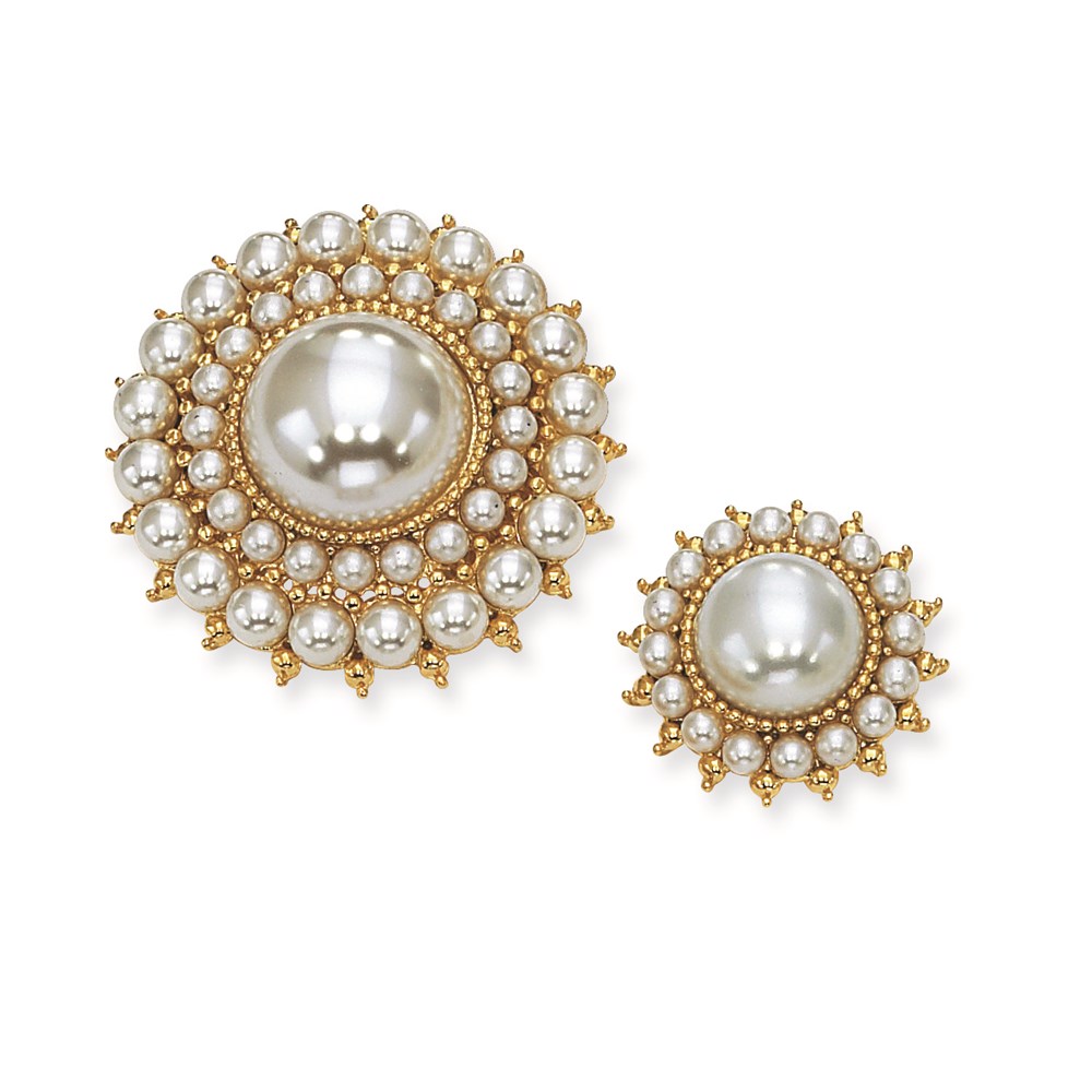 JewelryPot Gold-Plated Dual Simulated Pearl Pin Set