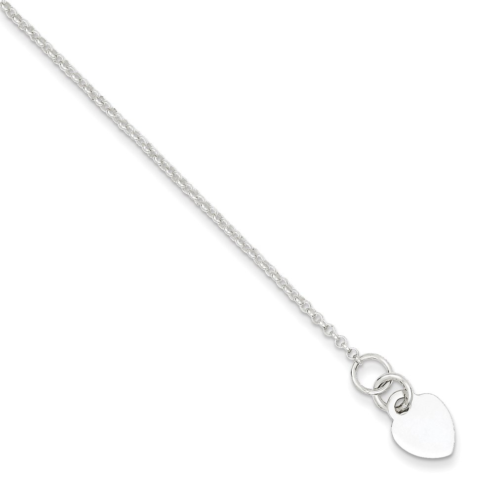 JewelryPot Sterling Silver 7.5in Engraveable Heart Bracelet