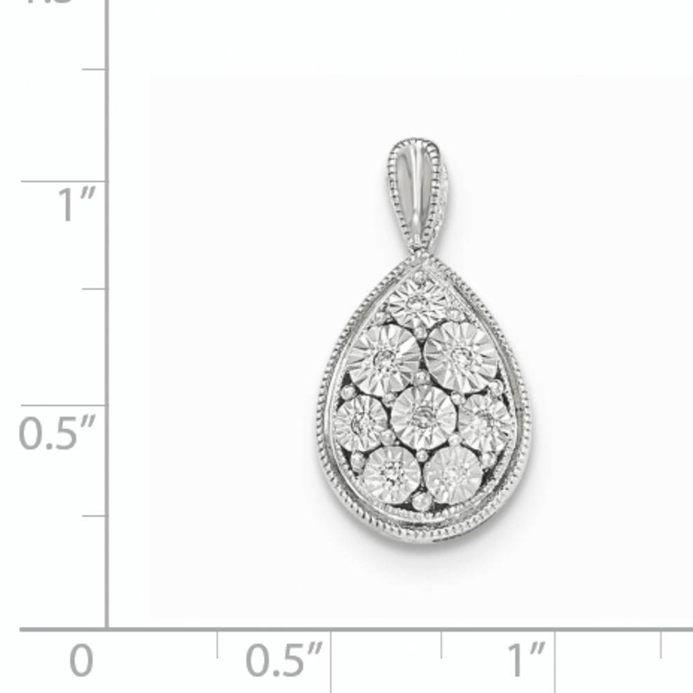 JewelryPot 14k White Gold Polished Diamond Diamond Cut Pendant