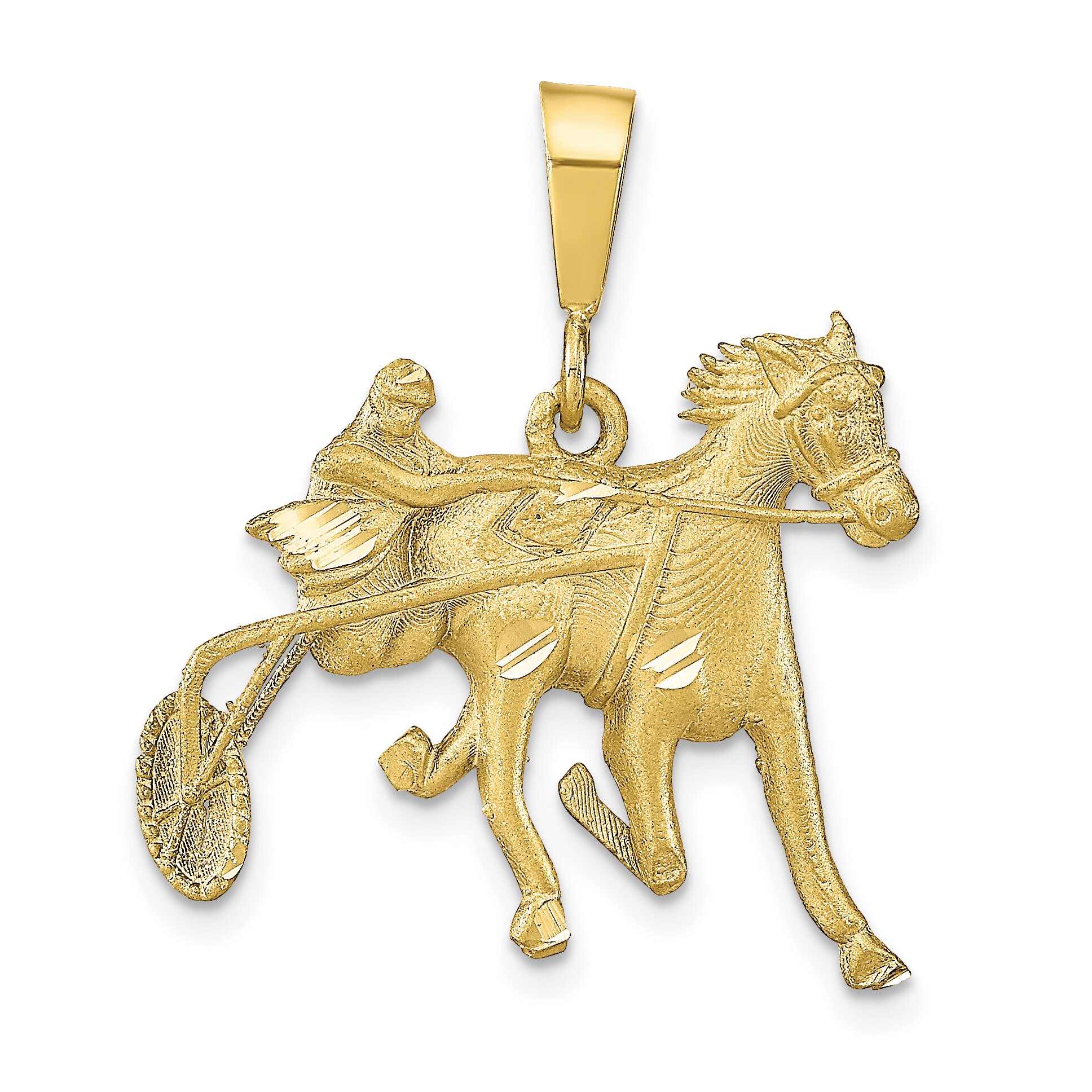 Findingking 10K Yellow Gold Sulky Horse Racing Charm