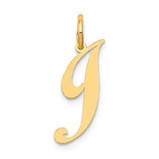 Findingking Fancy Cursive Letter J Charm 14k Gold