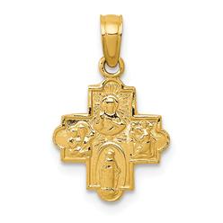 Findingking 14K Gold Four Way Cross Charm