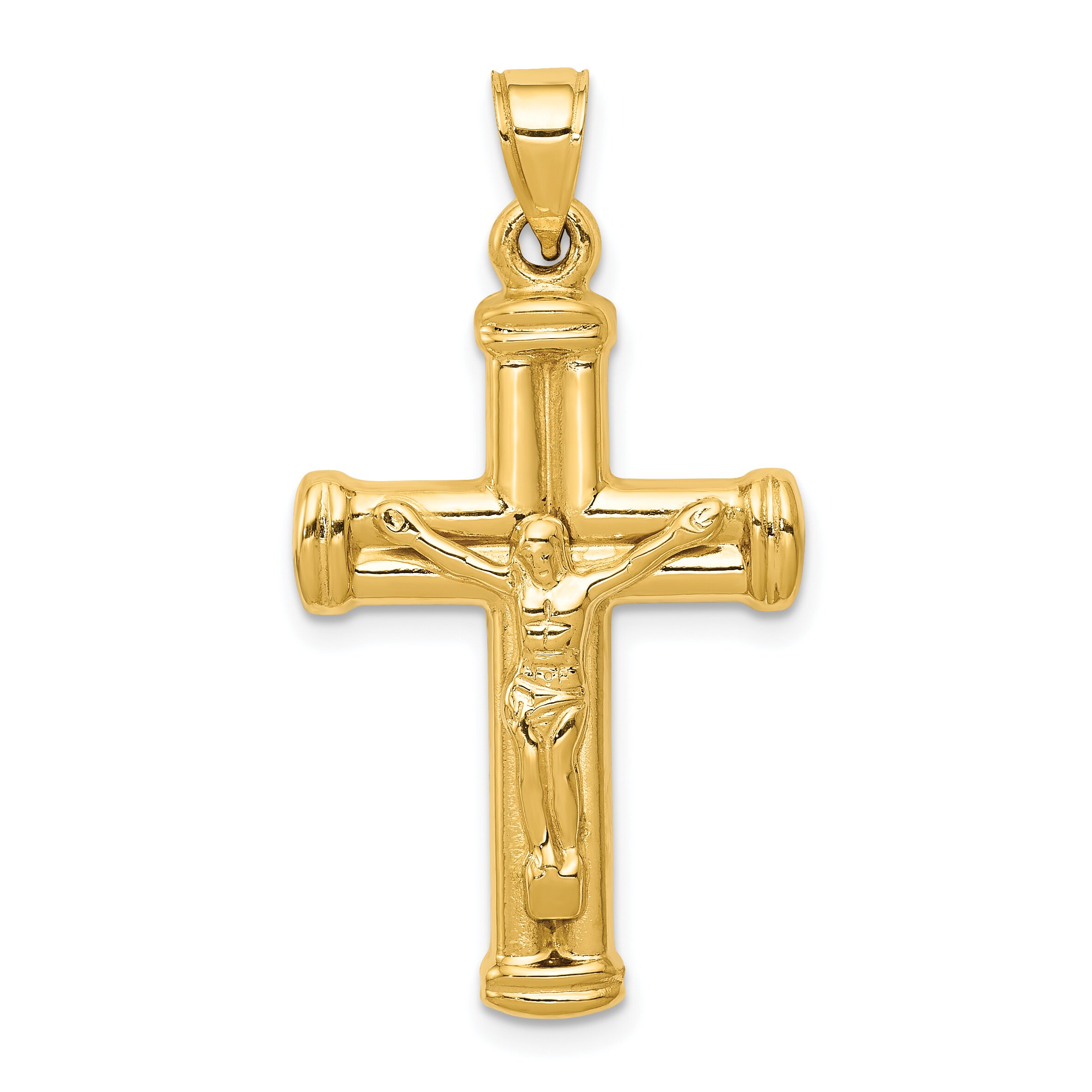 Findingking 14K Gold Hollow Crucifix Pendant