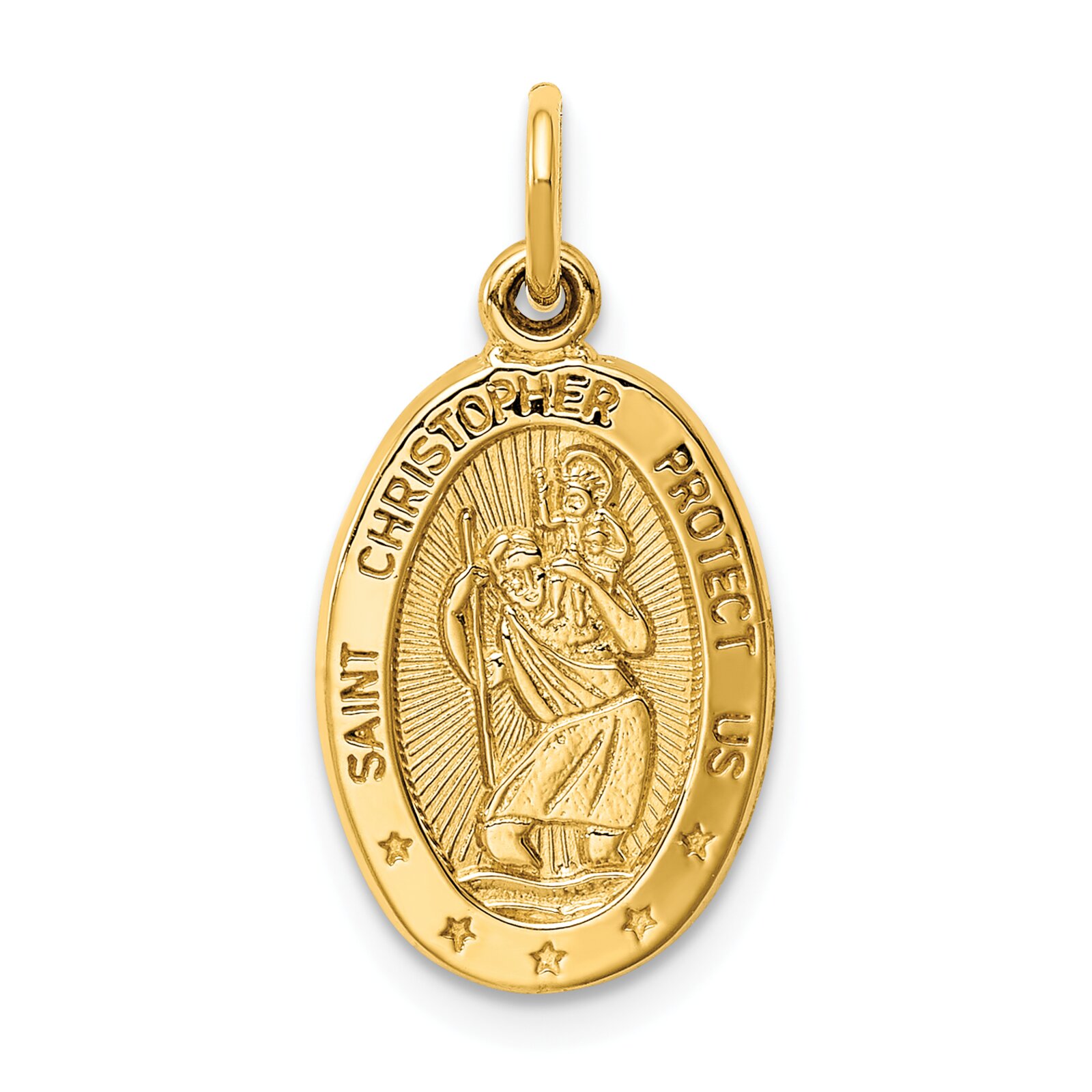 Findingking 14K Gold Saint Christopher Medal Charm