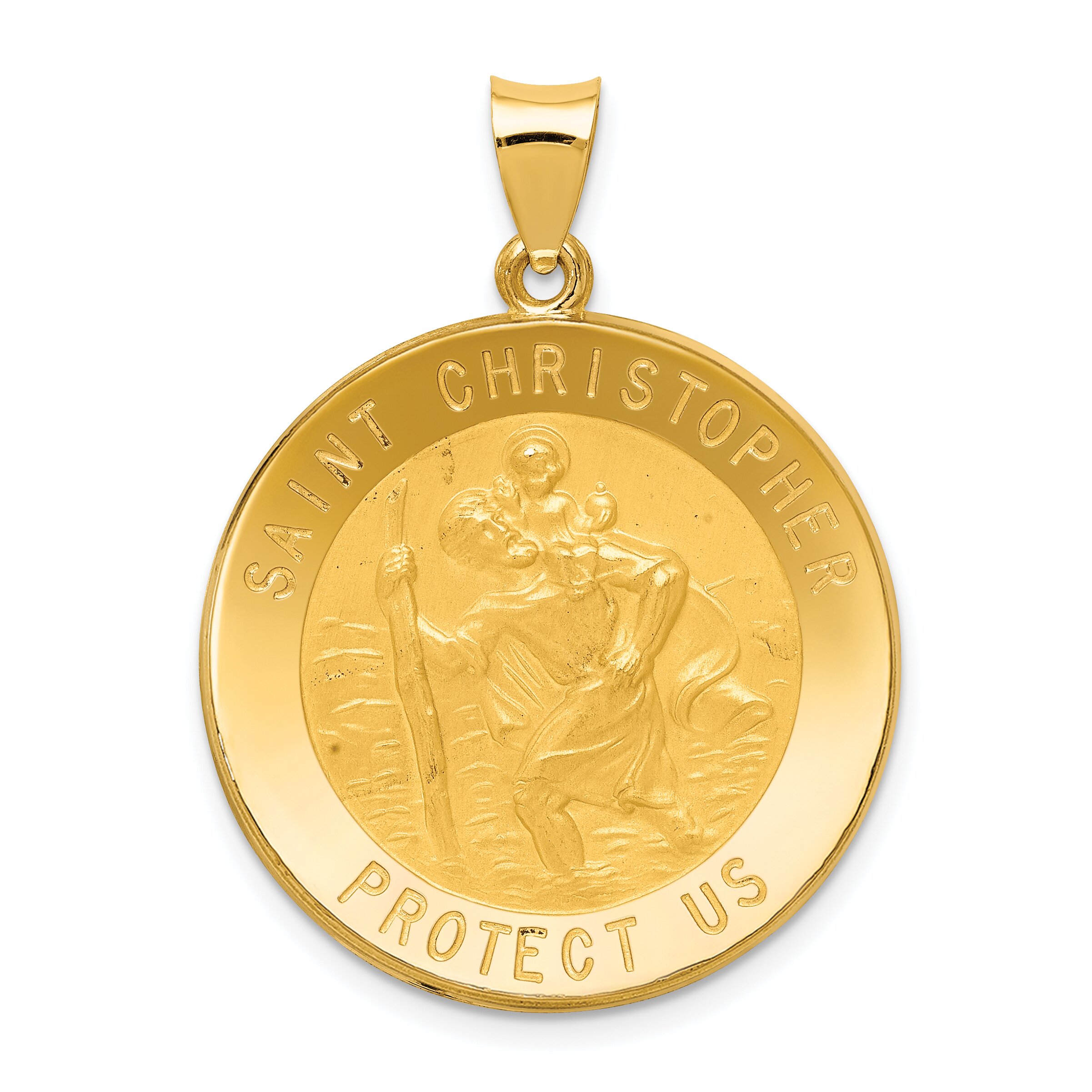 Findingking 14K Gold Saint Christopher Medal Pendant