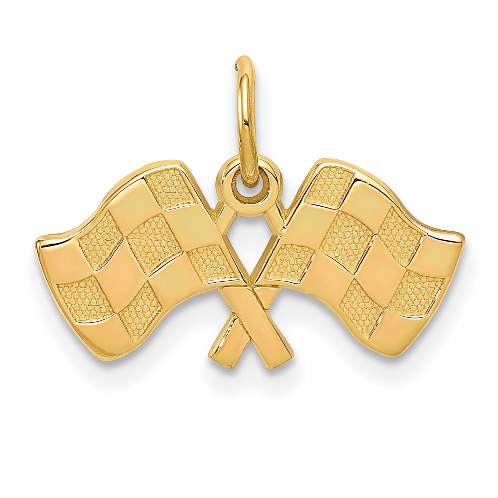 Findingking 14K Gold Racing Flags Charm