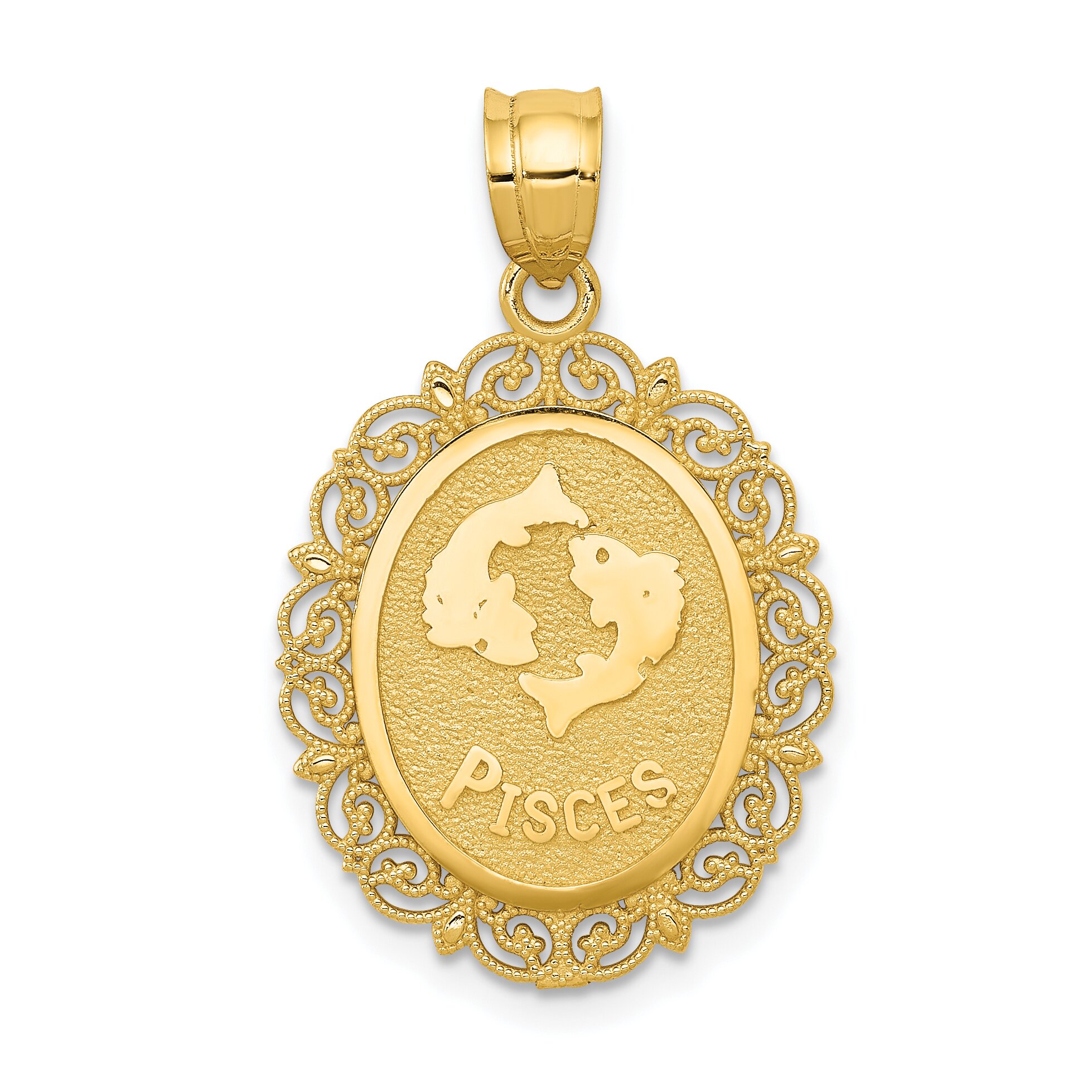 Findingking 14K Gold Pisces Zodiac Oval Charm