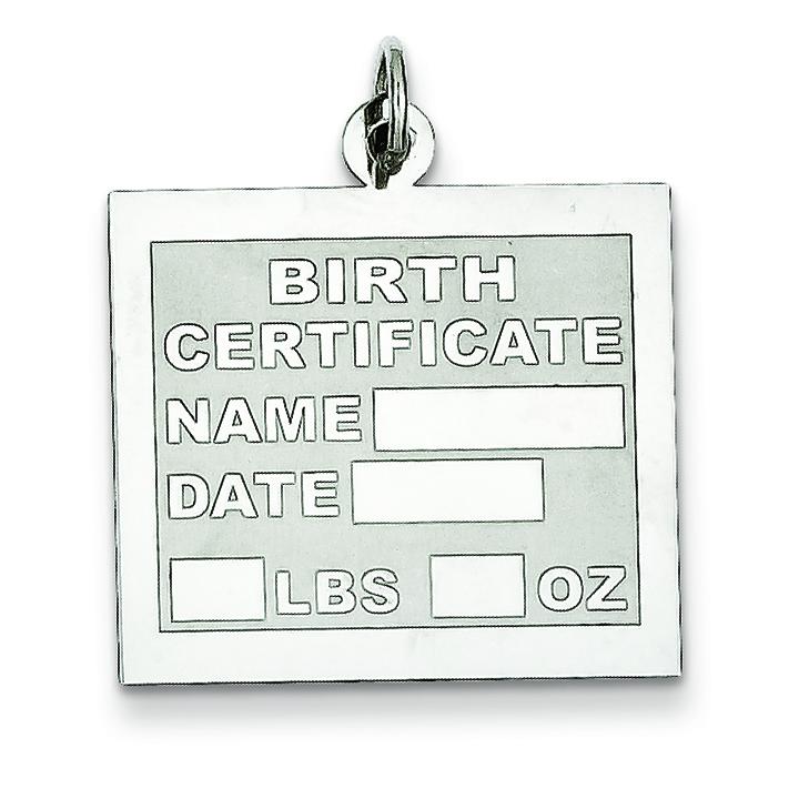 Findingking Sterling Silver Birth Certificate Charm